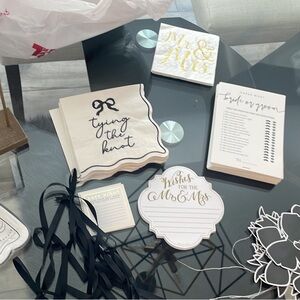 Bridal Shower Tying the knot Party Supplies Set - Black and Gold